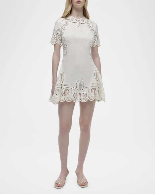 Morrigan Embroidered Short-Sleeve Mini Dress