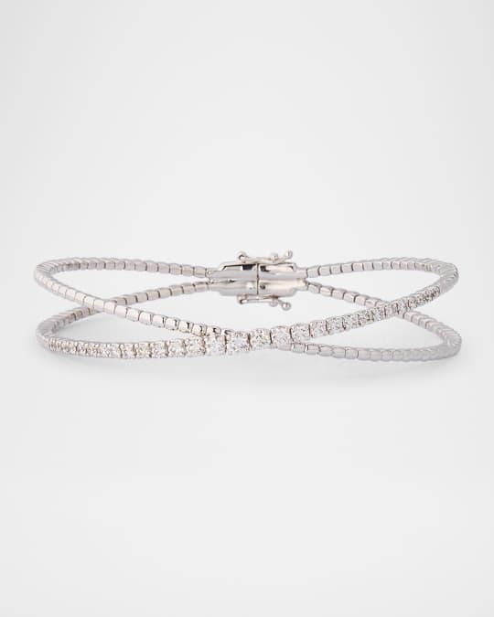18K White Gold Diamond Bangle Bracelet 