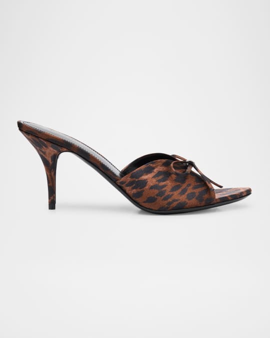 Balenciaga Knife Leopard Bow Stiletto Sandals | Neiman Marcus