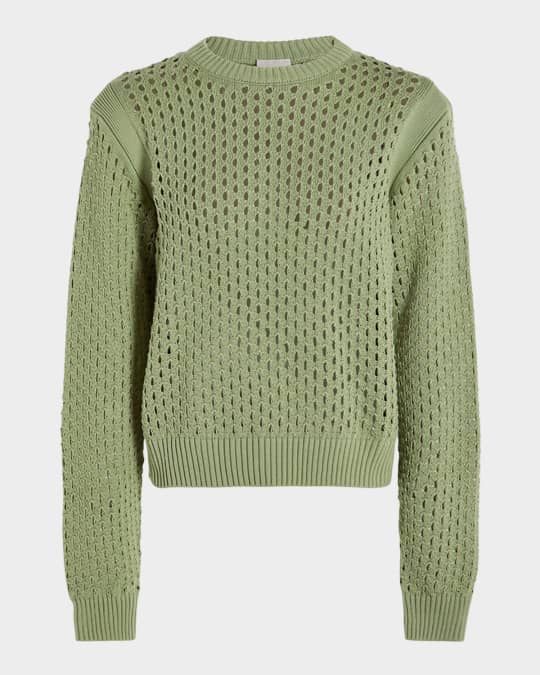 Hains Mesh-Knit Crewneck Pullover