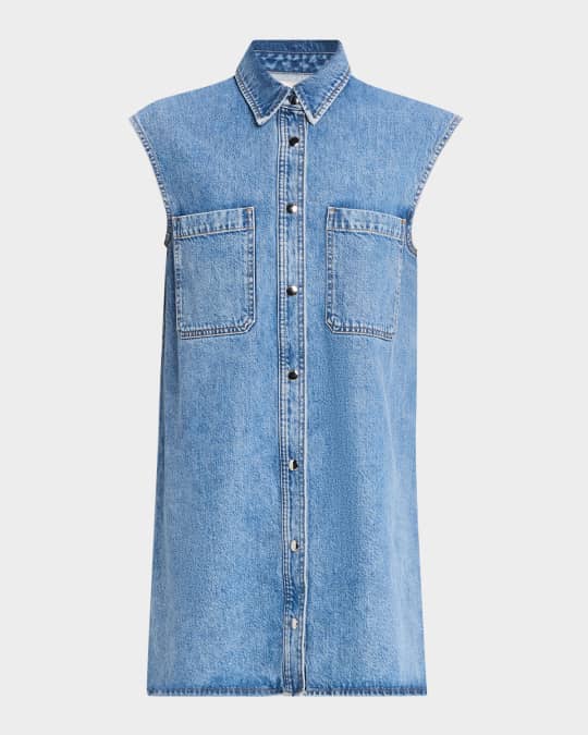 FRAME The Sleeveless Denim Shirtdress | Neiman Marcus