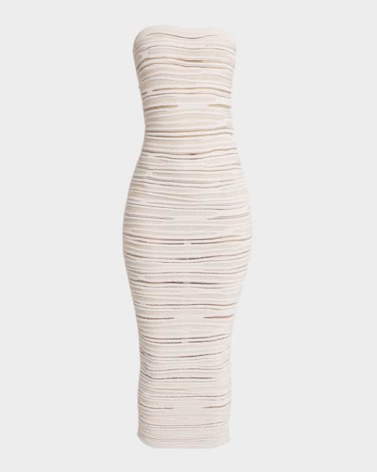 Strapless Glitter Body-Con Midi Dress