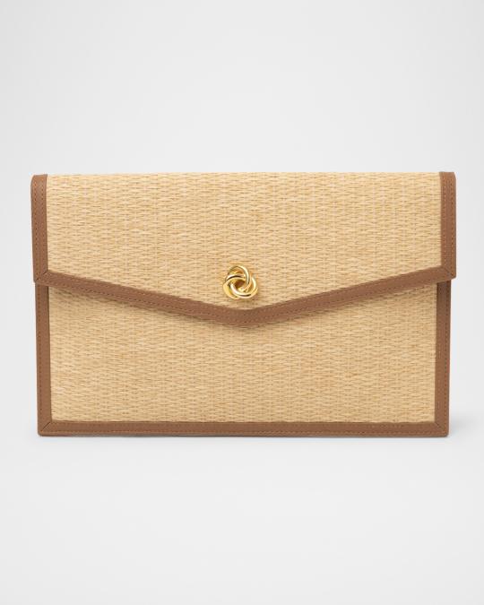 Michelle Wilhite Brick Envelope Woven Clutch Bag | Neiman Marcus