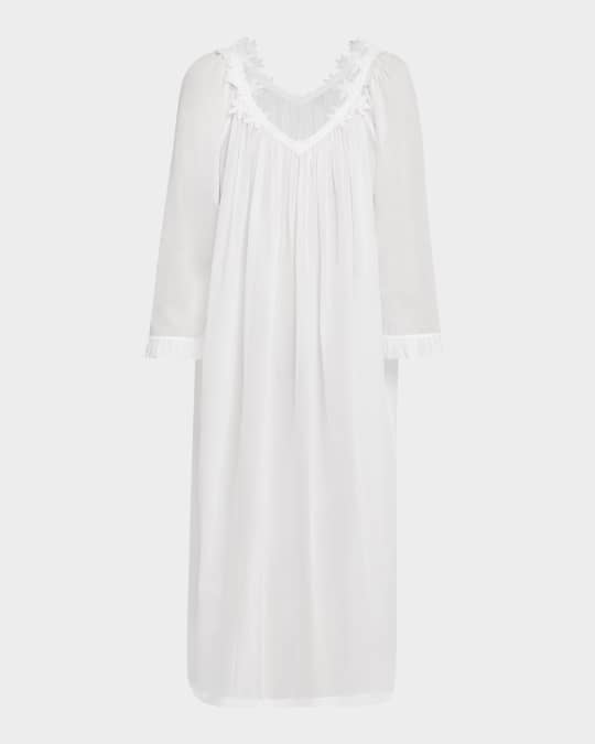 Camilla-3 Long-Sleeve Floral Applique Nightgown