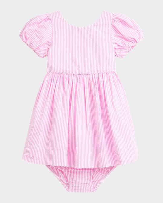 Girl's Striped Seersucker Dress, Size 3M-24M