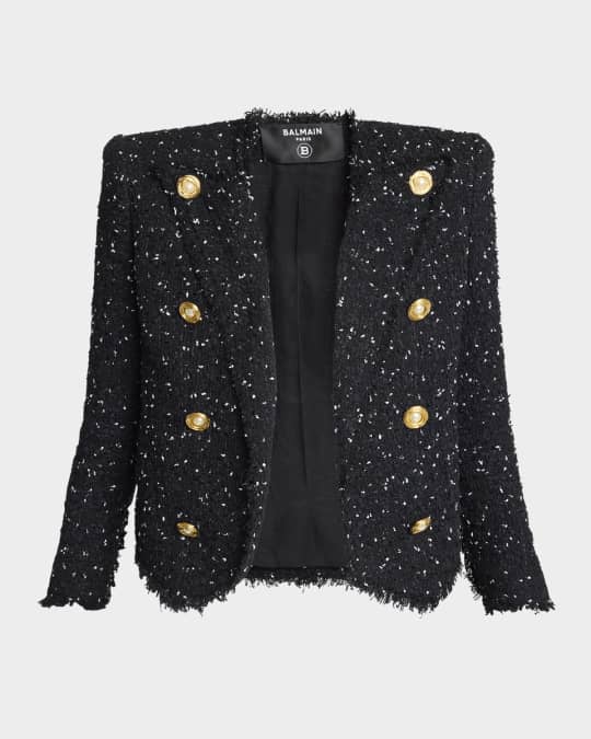 ジャケット BALMAIN 8 BUTTON TWEED SPENCER JACKET (EF0SC226XC67 4BN) Balmain 8 Button Tweed Spencer Jacket In Pink | ModeSens