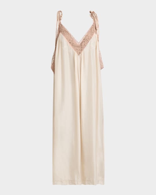 LONG SLIP DRESS WITH LACE main image 0