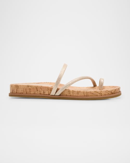 Dorado Metallic Suede Toe-Ring Slide Sandals