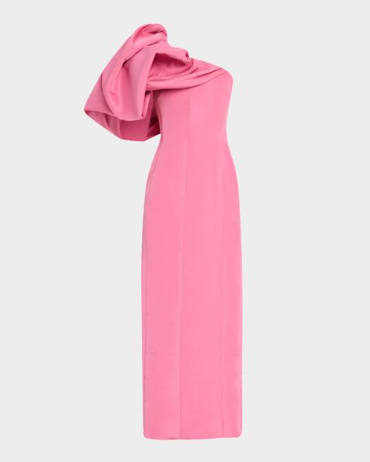 Bibhu Mohapatra Camellia Draped Cloud One-Shoulder Faille Dress ...