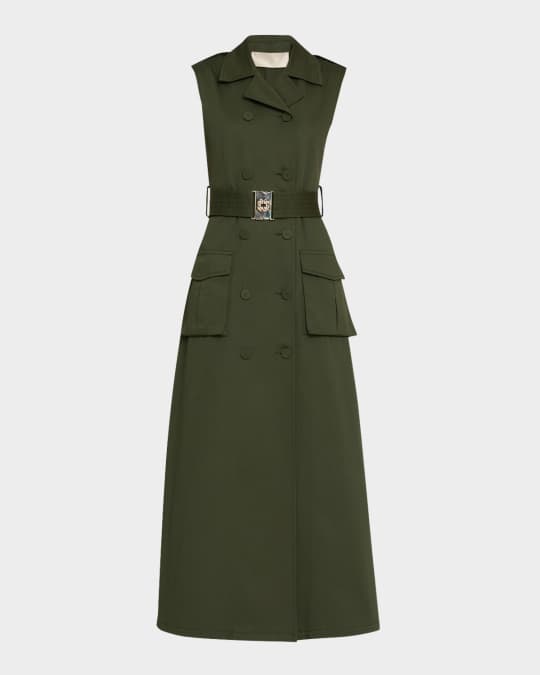【ELIE SAAB】Gabardine Midi Dress Elie Saab Belted Gabardine Midi Utility Dress | Neiman Marcus