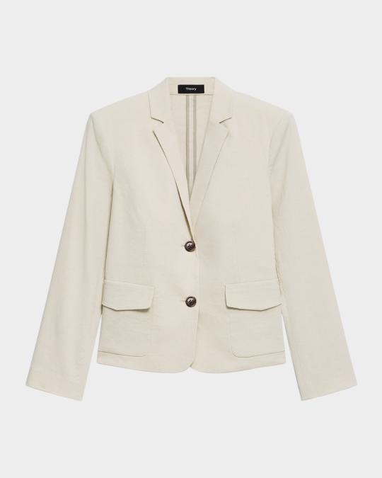 Theory Shrunken Crunch Linen Jacket | Neiman Marcus