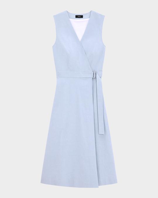 theory sleeveless a line wrap dress A-Line Crunch Linen Size CN/US:L / 8 and the mill have Edit:BIRTHDAY Mermaid V Neck Backless