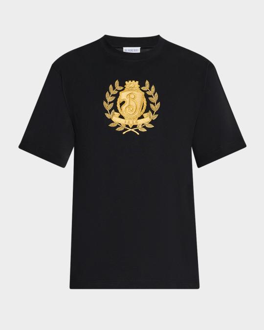 Burberry Men's B Crest Embroidered Cotton T-Shirt | Neiman Marcus