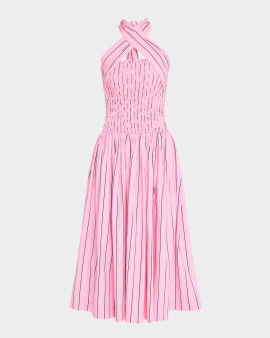 pink damson madder dress Damson Madder Mia Smocked Midi Dress