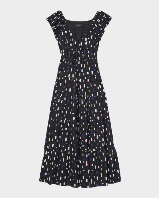kate spade new york painterly strokes tiered seersucker midi dress | Neiman  Marcus