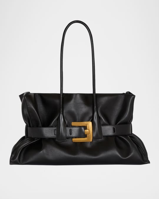 Anthem Large Buckle Shoulder Bag in Calfskin Leather