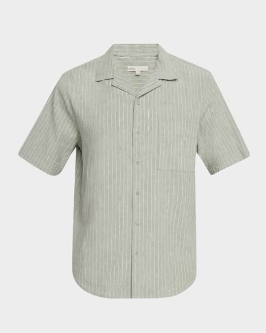 Men's Stretch Yarn Dyed Pinstripe Camp Shirt