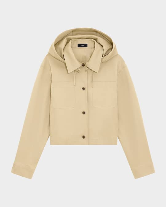 Hooded Cropped Cotton Jacket