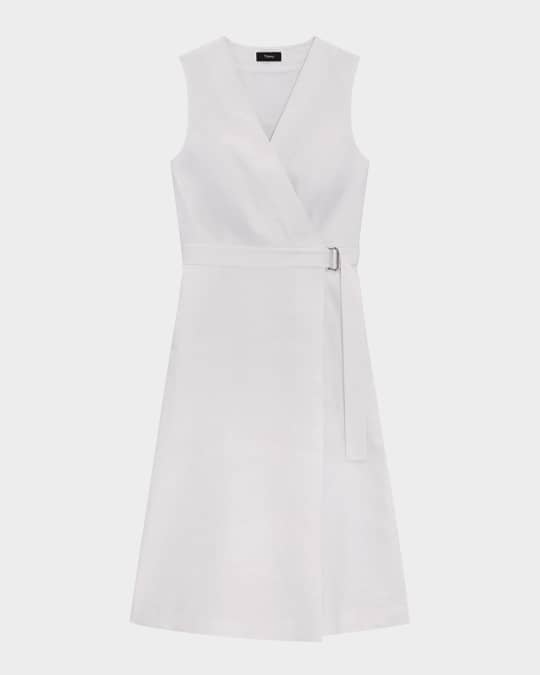 Theory Sleeveless A-Line Wrap Dress | Neiman Marcus
