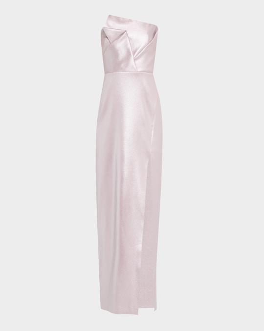 Aidan Mattox Strapless Foiled Mikado Column Gown | Neiman Marcus