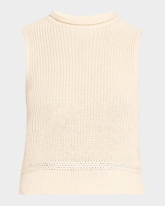 Silk Jersey Sleeveless Rollneck Sweater