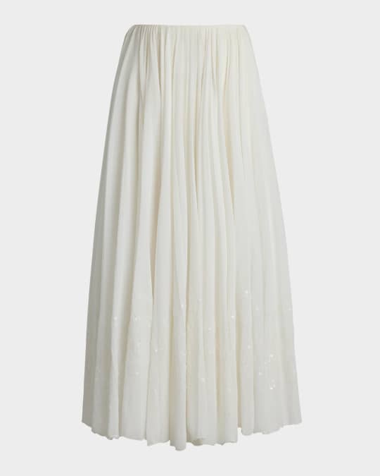 Ralph Lauren Collection Trivelas Sequined Pleated Cotton Voile