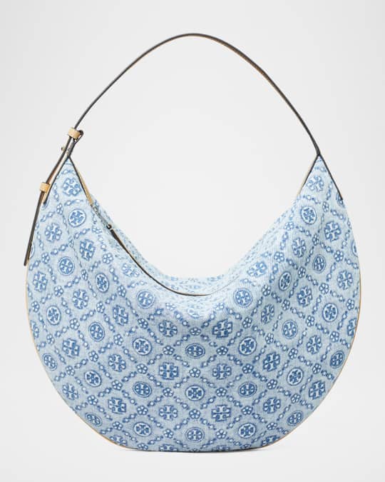T Monogram Denim Hobo Bag