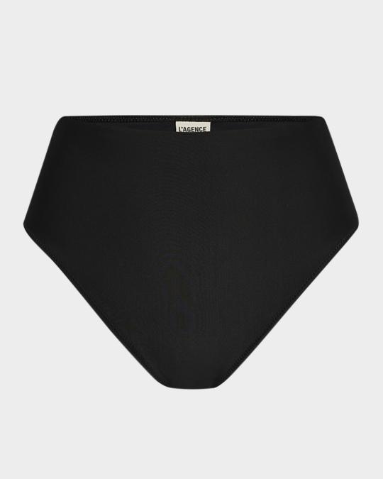 L'AGENCE Vanessa Solid High-Waist Bikini Bottoms | Neiman Marcus
