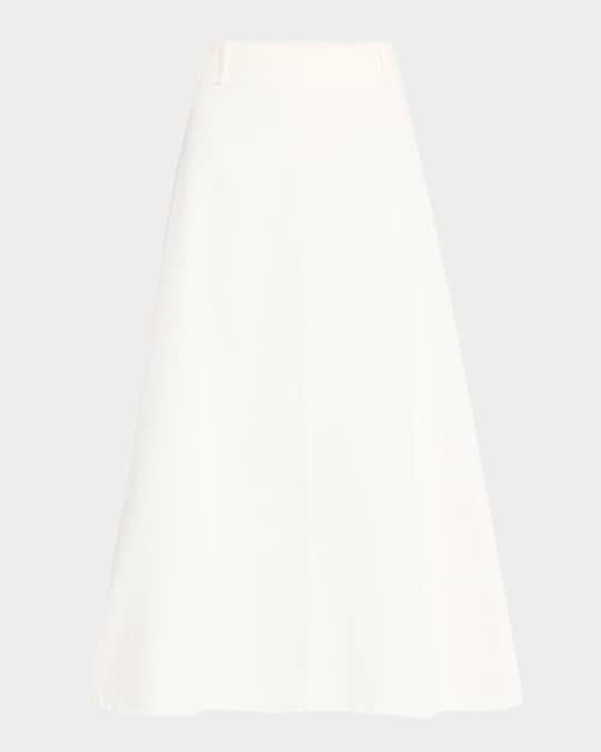 Carlas A-Line Organic Cotton Twill Midi Skirt