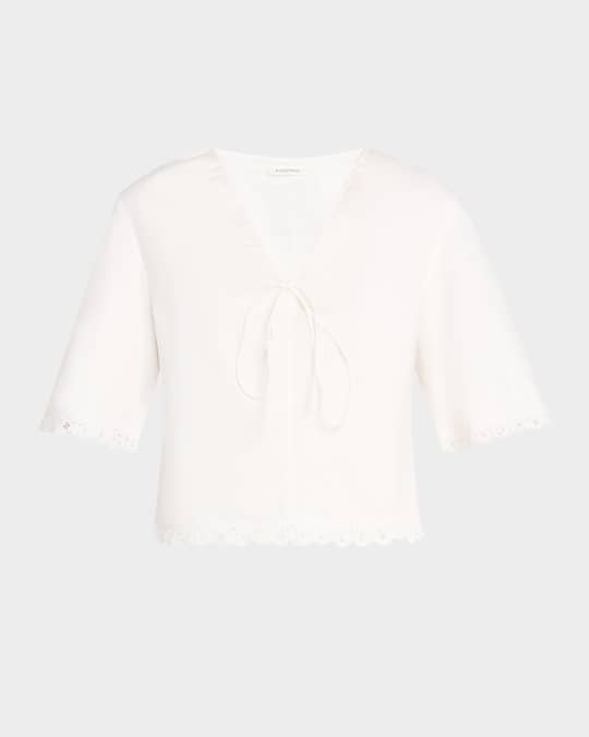 Ulrikke Lace-Trim Organic Cotton Top