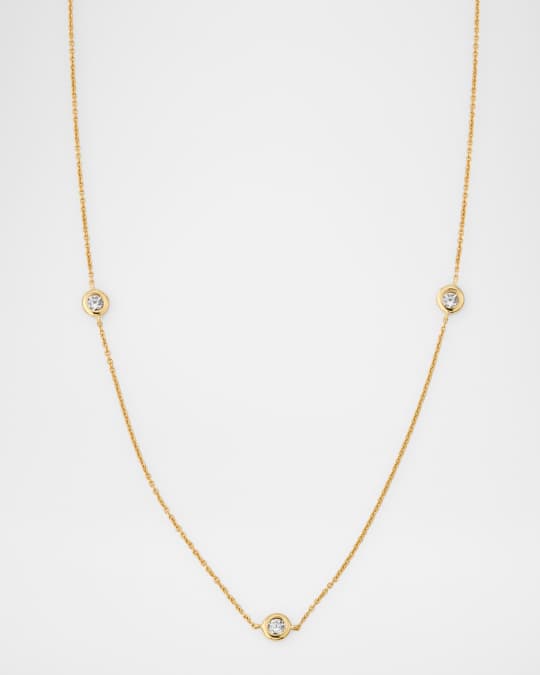 Lisa Nik 18K Yellow Gold 3 Diamond Dot Necklace, 0.4tcw | Neiman Marcus