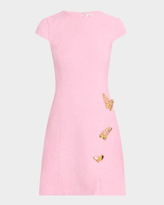 sachin and babi light blue dress OSCAR DE LA RENTA Butterfly-detailed tweed mini dress main image 0