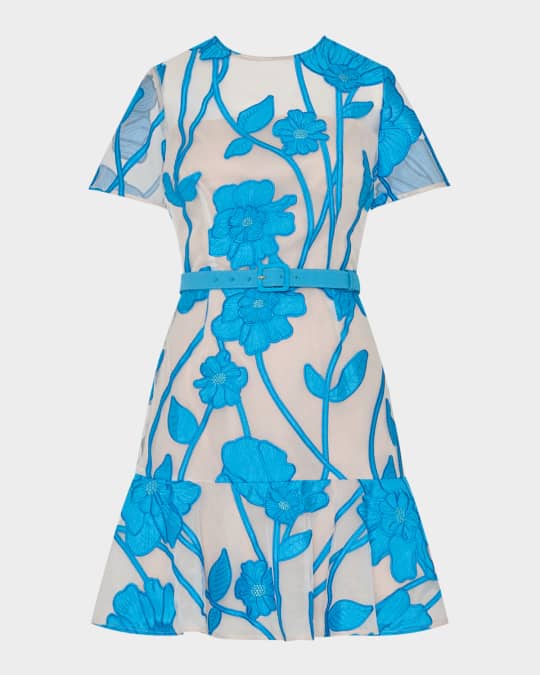 knee length dresses for ladies Hailey White Embroidered Collared Halter Drop Waist Mini Dress (Archiv