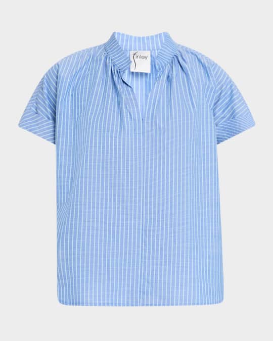 Finley Jay Striped Cotton Chambray Top | Neiman Marcus