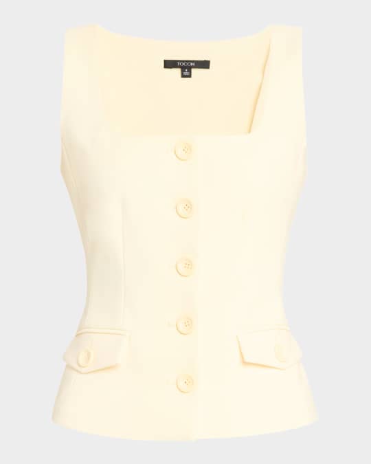 Georgia Scoop-Neck Button-Front Top
