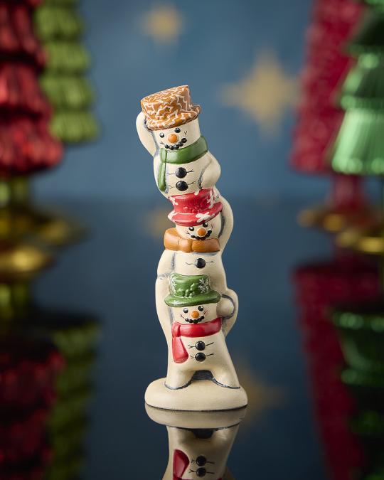 Vaillancourt Folk Art Snowmen Stack Christmas Figurine | Neiman Marcus