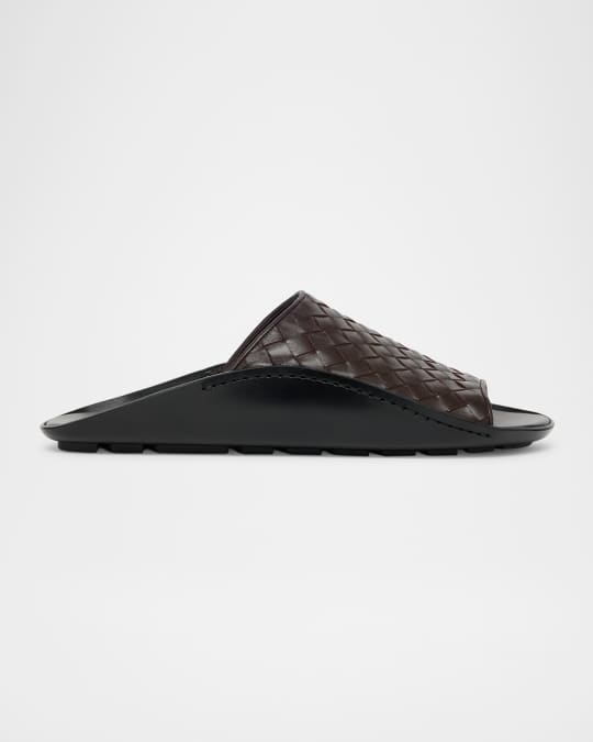 Bottega Veneta Men's Wave Intrecciato Leather Slide Sandals