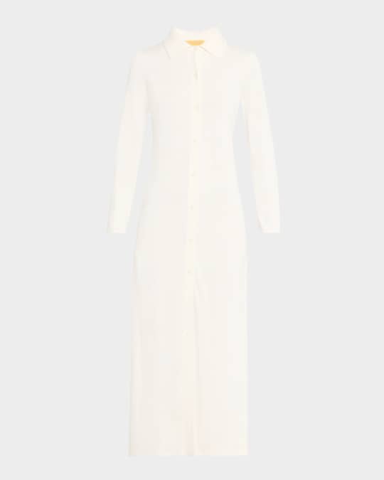 Showtime Silk-Linen Maxi Shirtdress