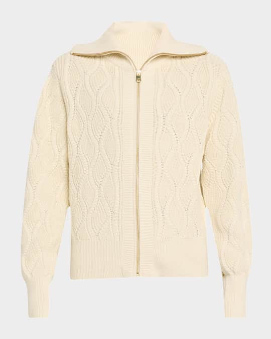 Lando Full-Zip Swirly Cable Knit Jacket
