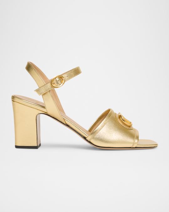 Valentino Garavani VLogo Signature Metallic Leather Sandals