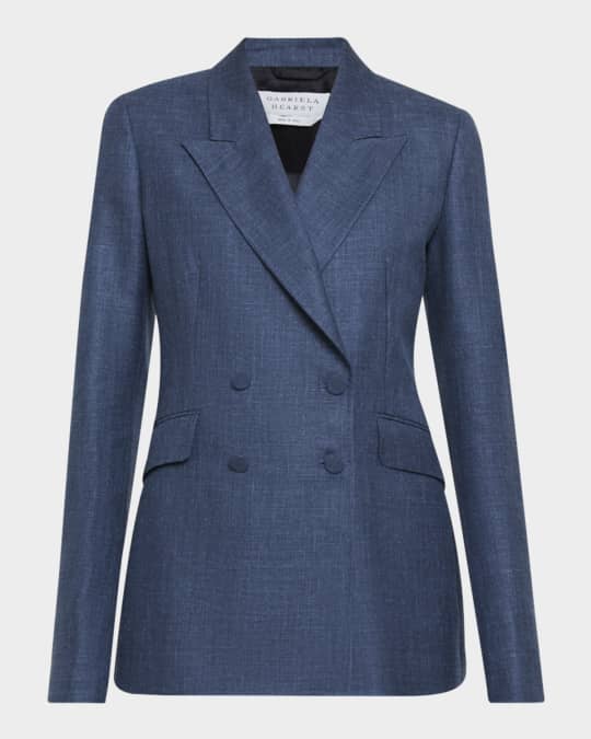 Angela Linen Double-Breasted Blazer