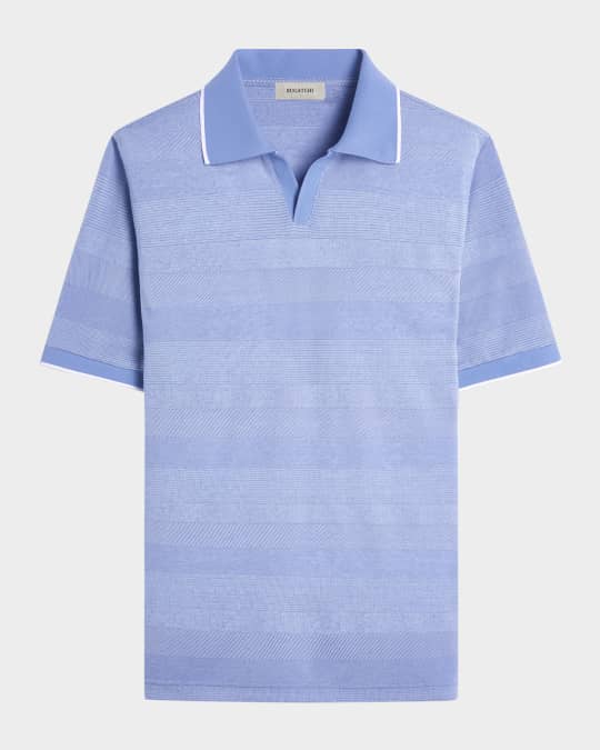 Men's Short-Sleeve Sweater with Johnny Collar