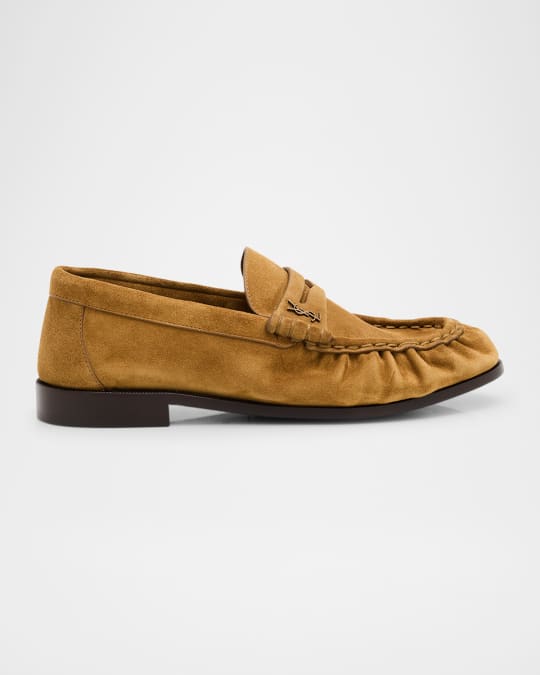 Saint Laurent Le Suede YSL Penny Loafers | Neiman Marcus