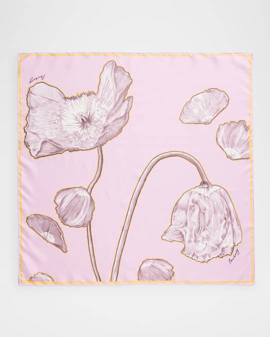 Watercolor Poppies Square Scarf