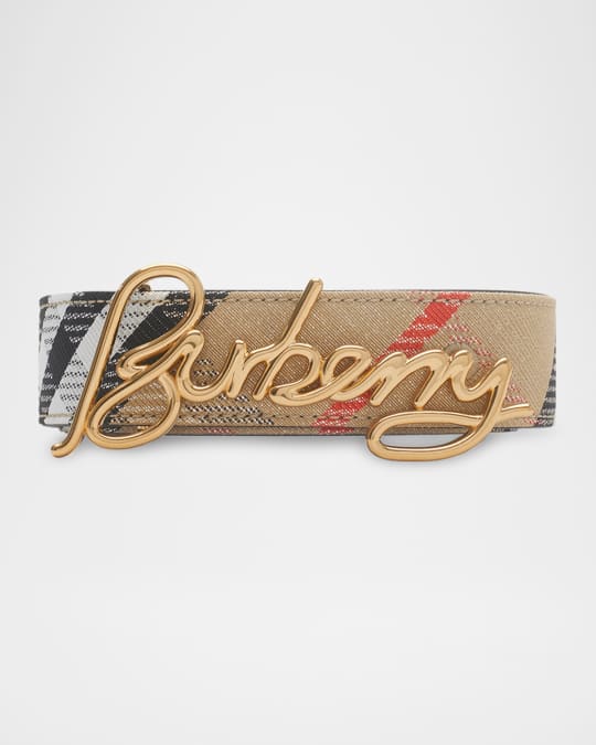 Burberry Reversible Script Logo Belt | Neiman Marcus