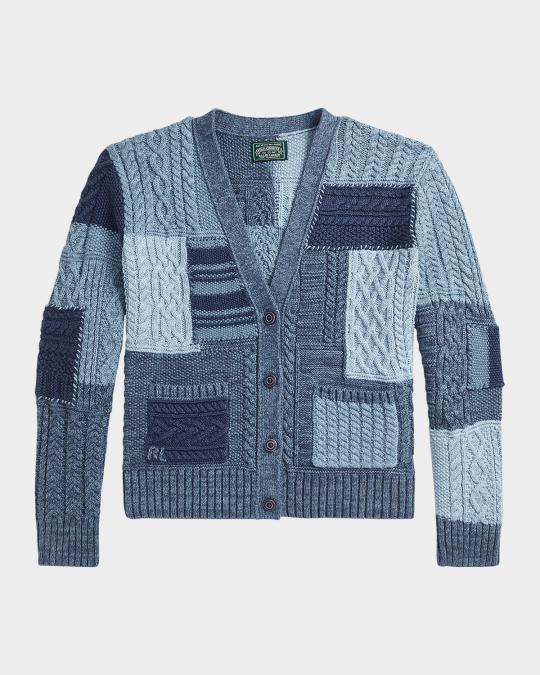 Polo Ralph Lauren Girl's Cotton Patchwork Cardigan Sweater, Size S
