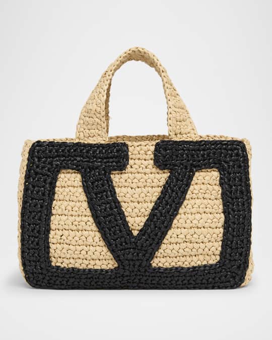 Valentino Garavani Viva Superstar Crochet Raffia Small Tote Bag