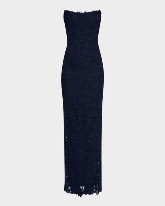 Monique Lhuillier Strapless Lace Column Gown | Neiman Marcus