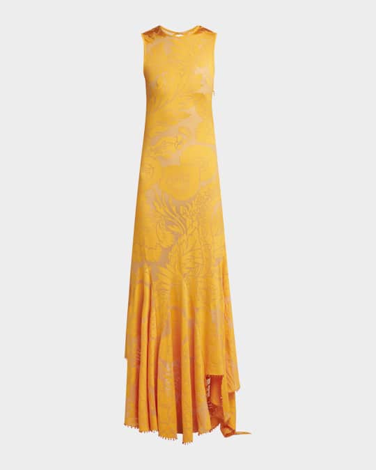 Etro Floral Burnout Backless Stretch Jersey Dress