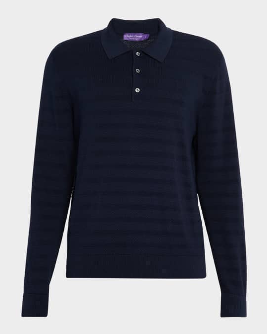 Ralph Lauren Purple Label Men's Textured Silk-Cotton Polo Sweater